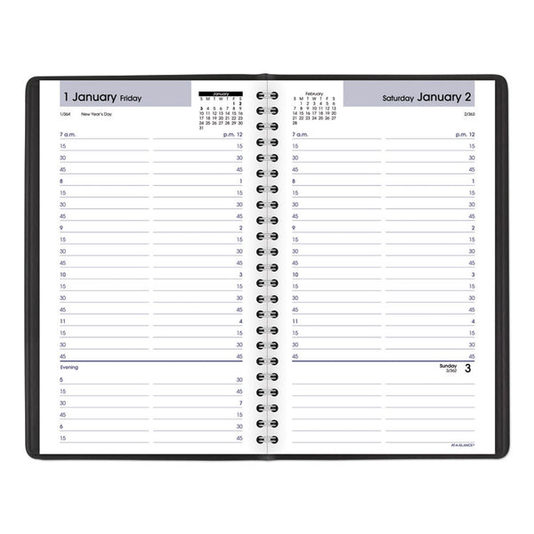 AT-A-GLANCE® DayMinder Daily Appointment Book, 8.5 x 5.5, Black Cover, 12-Month (Jan to Dec): 2024 (AAGG10000)