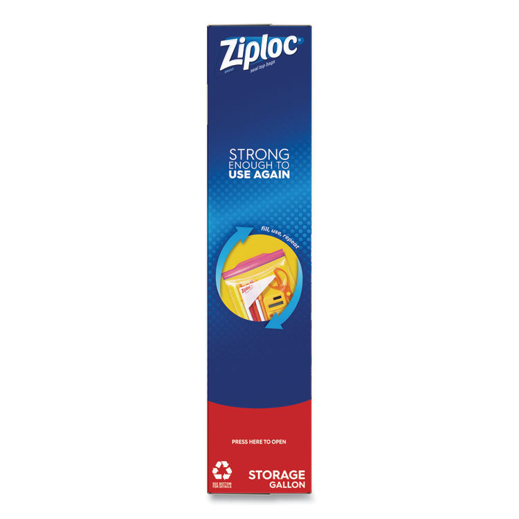 Ziploc® Double Zipper Storage Bags, 1 gal, 1.75 mil, 9.6" x 12.1", Clear, 19 Bags/Box, 12 Boxes/Carton (SJN314467)