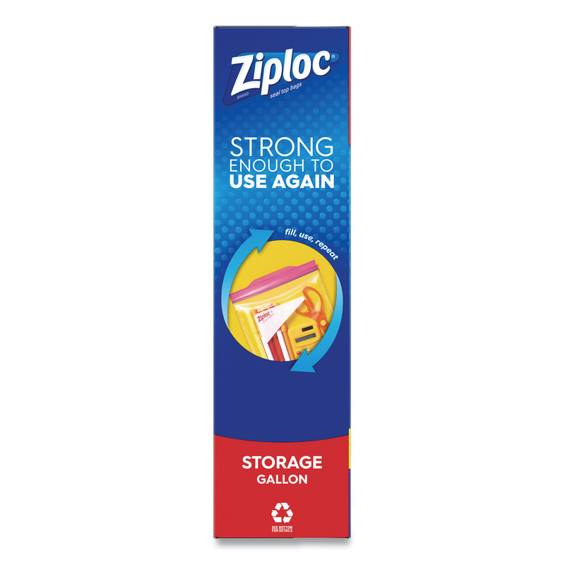 Ziploc® Double Zipper Storage Bags, Triple System Seal, Gallon, 10.56" x 10.75", Clear, 38 Bags/Box, 9 Boxes/Carton (SJN383233) Case of 342