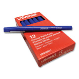 Universal™ Porous Point Pen, Stick, Medium 0.7 mm, Blue Ink, Blue Barrel, Dozen (UNV50501)