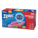 Ziploc® Double Zipper Storage Bags, 1 qt, 1.75 mil, 9.63" x 8.5", Clear, 48/Box (SJN314469BX) Box of 48