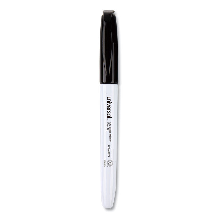 Universal™ Pen Style Dry Erase Marker, Fine Bullet Tip, Black, Dozen (UNV43671) Case of 12
