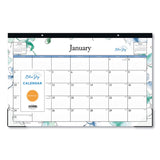 Lindley Desk Pad, Floral Artwork, 17 x 11, White/Blue/Green Sheets, Black Binding, Clear Corners, 12-Month (Jan to Dec): 2025 (BLS100024)