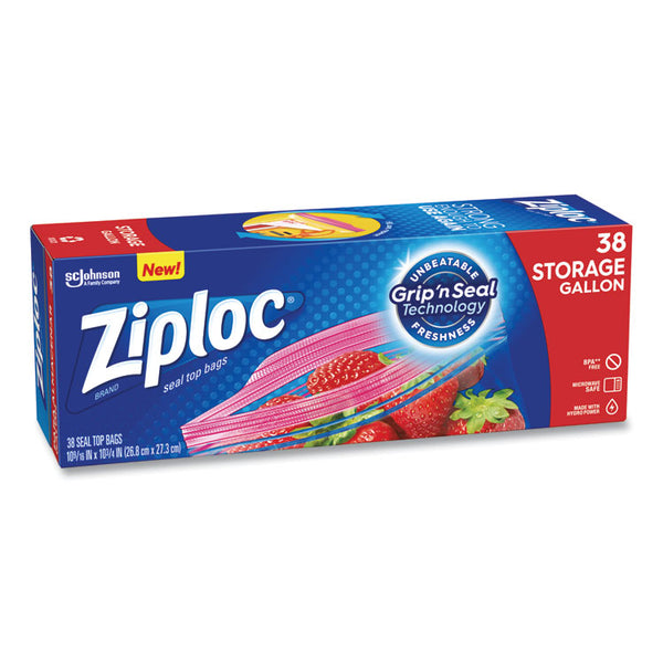 Ziploc® Double Zipper Storage Bags, 1 gal, 1.75 mil, 10.56" x 10.75", Clear, 38 Bags/Box, 9 Boxes/Carton (SJN314470)