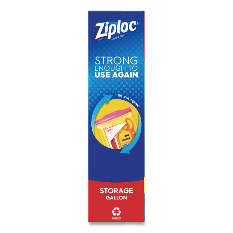 Ziploc® Double Zipper Storage Bags, 1 gal, 1.75 mil, 10.56" x 10.75", Clear, 38/Box (SJN314470BX) Box of 38