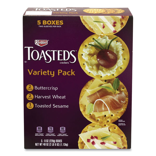 Keebler® Toasteds Party Pack Cracker Assortment, 8 oz Box, 5 Assorted Boxes/Carton, Ships in 1-3 Business Days (GRR90000116)