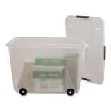 Advantus Rolling 15-Gal. Storage Box, Letter/Legal Files, 23.75" x 15.75" x 15.75", Clear (AVT34009) Each
