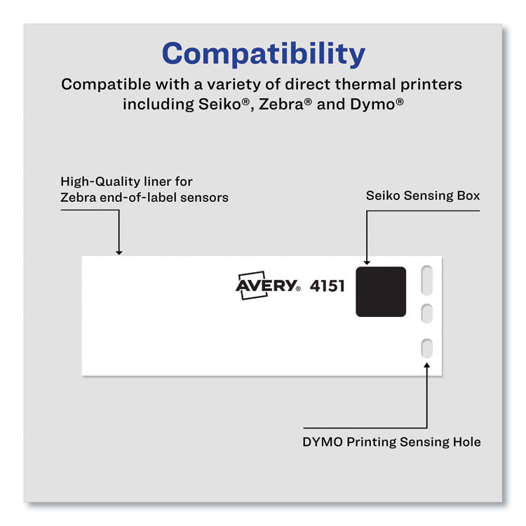 Avery® Thermal Printer Labels, Thermal Printers, 1.13 x 3.5, Clear, 120/Roll, 1 Roll/Pack (AVE04151)