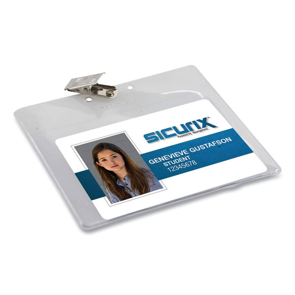 SICURIX® SICURIX Badge Holder, Horizontal, 3 x 4, Clear, 50/Pack (SRXBAU67840)