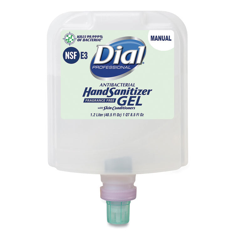 Dial® Professional Antibacterial Gel Hand Sanitizer Refill for Dial 1700 Dispenser, 1.2 L Refill, Fragrance-Free, 3/Carton (DIA19711)