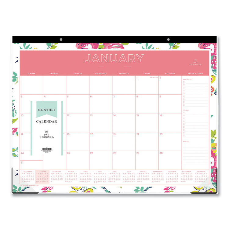 Blue Sky® Day Designer Peyton Desk Pad Calendar, Floral Artwork, 22 x 17, Black Binding, Clear Corners, 12-Month (Jan to Dec): 2026 (BLS103631) Each