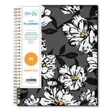 Baccara Dark Monthly Planner, Floral Artwork, 10 x 8, Gray/Black/Gold Cover, 12-Month (Jan to Dec): 2025 (BLS110216) Each