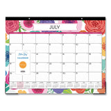 Mahalo Academic Desk Pad, Floral Artwork, 22 x 17, Black Binding, Clear Corners, 12-Month (July to June): 2024 to 2025 (BLS100157) Each