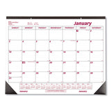 Brownline® Monthly Desk Pad Calendar, 22 x 17, White/Burgundy Sheets, Black Binding, Black Corners, 12-Month (Jan to Dec): 2024 (REDC1731)