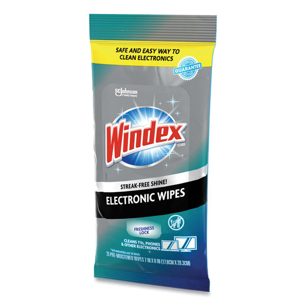 Windex® Electronics Cleaner, 1-Ply, 7 x 10, Neutral Scent, White, 25 Wipes (SJN319248EA)