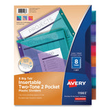 Avery® Big Tab Insertable Two-Pocket Plastic Dividers, 8-Tab, 11.13 x 9.25, Assorted, 1 Set (AVE11983)