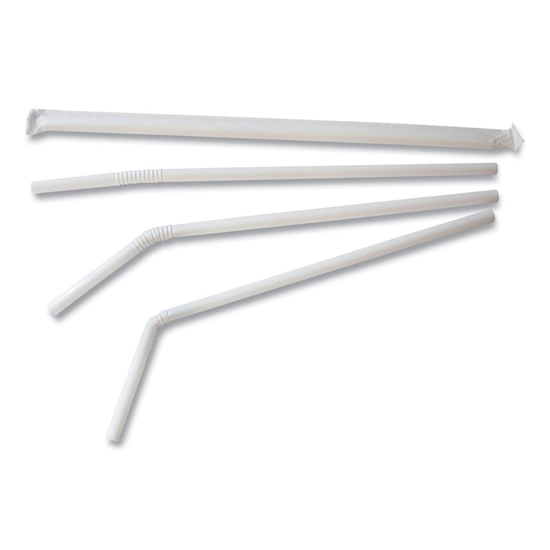 Berkley Square Individually Wrapped Straws, 7.75", Polypropylene, White, 400/Box (BSQ1245100) Box of 100