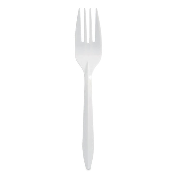 Berkley Square Mediumweight Polypropylene Cutlery, Fork, White, 1,000/Carton (BSQ1012000)