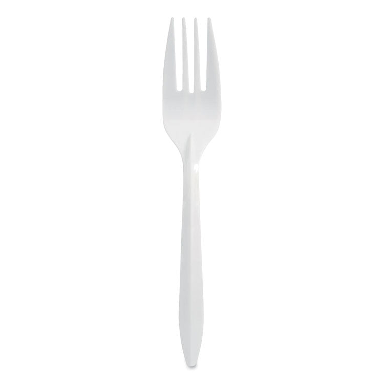 Berkley Square Mediumweight Polypropylene Cutlery, Fork, White, 1,000/Carton (BSQ1012000) Case of 1000