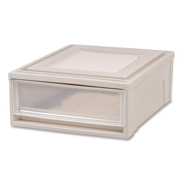 Iris Stackable Storage Drawer, 5.5 gal, 15.7" x 19.7" x 6.5", Gray/Translucent Frost (IRS170441) Each