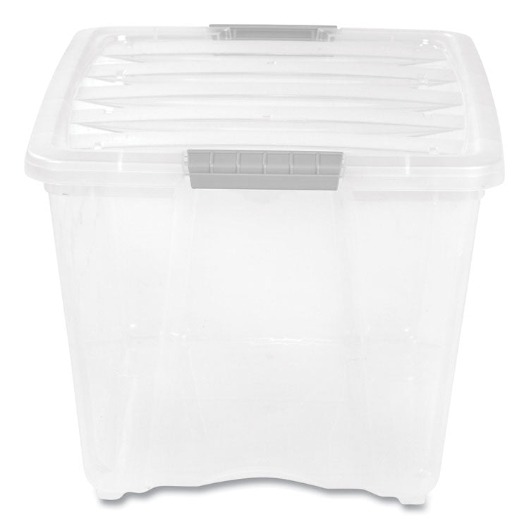 IRIS Stack and Pull Latching Flat Lid Storage Box, 13.5 gal, 22" x 16.5" x 13.03", Clear (IRS100243) Each