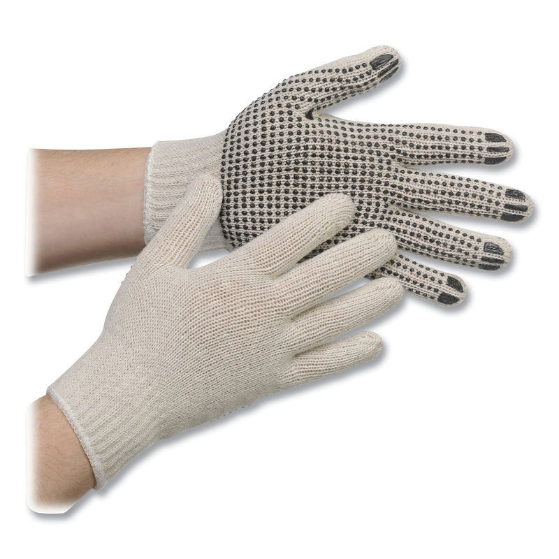 AMBITEX® Pro PVC-Dotted String-Knit Gloves, Medium, White/Black, Dozen (TXICTPS400MN1SD) 1 Dozen