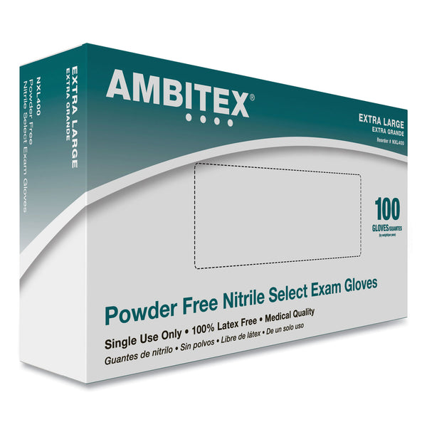AMBITEX N400 Series Powder-Free Nitrile Gloves, X-Large, Blue, 100/Box (TXINXL400) Box of 100