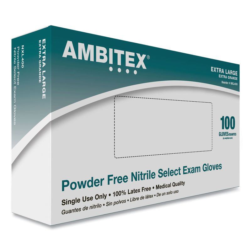 AMBITEX N400 Series Powder-Free Nitrile Gloves, X-Large, Blue, 100/Box (TXINXL400) Box of 100
