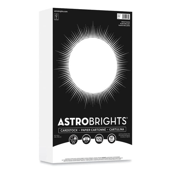 Astrobrights® Color Cardstock, 65 lb Cover Weight, 8.5 x 14, Bright White, 125/Pack (WAU91670)