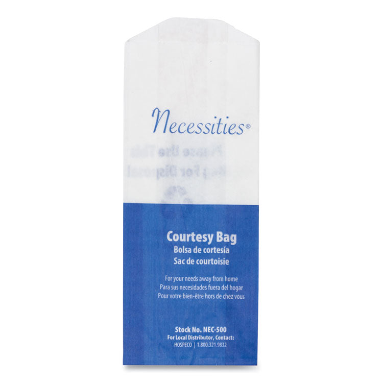 HOSPECO® Feminine Hygiene Convenience Disposal Bag, 3" x 7.75", White, 500/Carton (HOSNEC500)