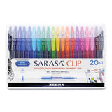 Zebra® Sarasa Clip Gel Pen, Retractable, Fine 0.5 mm, Assorted Ink and Barrel Colors, 20/Pack (ZEB47220) Set of 20
