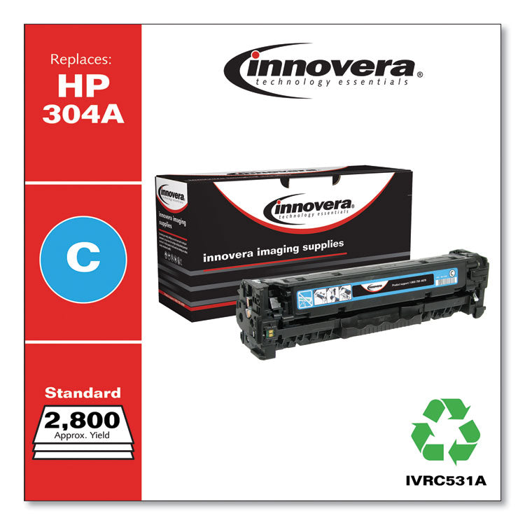 Innovera® Remanufactured Cyan Toner, Replacement for 304A (CC531A), 2,800 Page-Yield (IVRC531A) Each