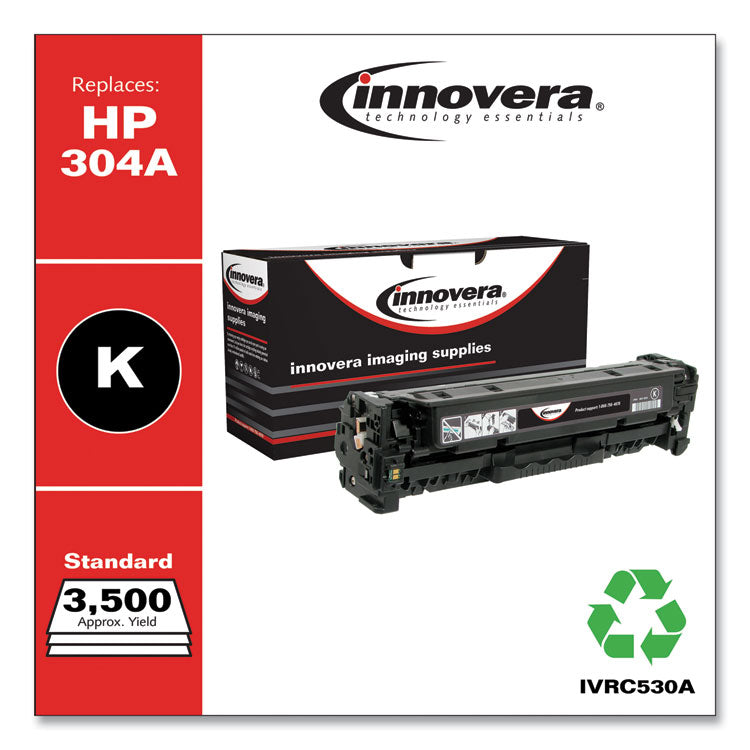 Innovera® Remanufactured Black Toner, Replacement for 304A (CC530A), 3,500 Page-Yield (IVRC530A) Each