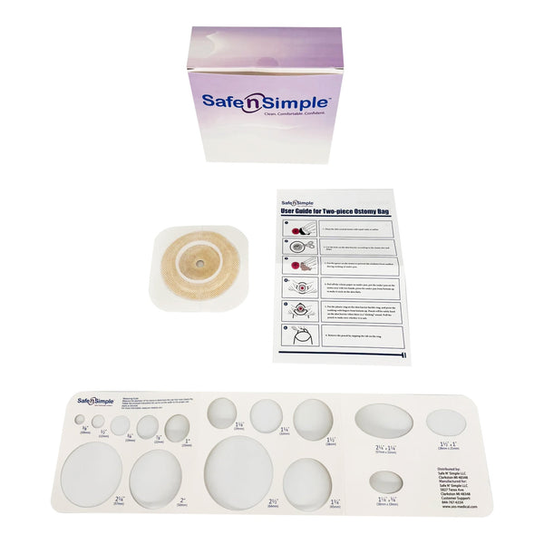 Safe N Simple Ostomy Barrier Trim to Fit, Standard Wear Flexible Tape 45 mm Flange Up to 1-1/4 Inch Opening 4-1/2 X 4-1/2 Inch (1243977_BX) 10/BX