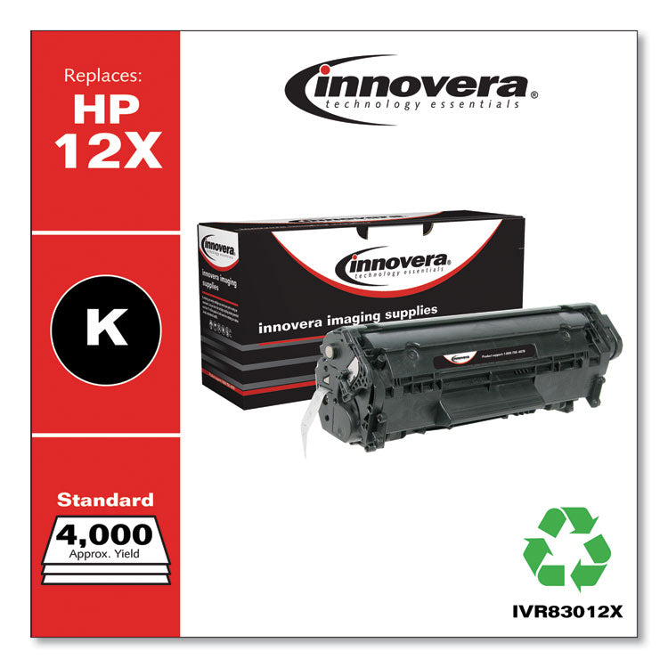 Innovera® Remanufactured Black Extended-Yield Toner, Replacement for 12X (Q2612X), 4,000 Page-Yield (IVR83012X) Each