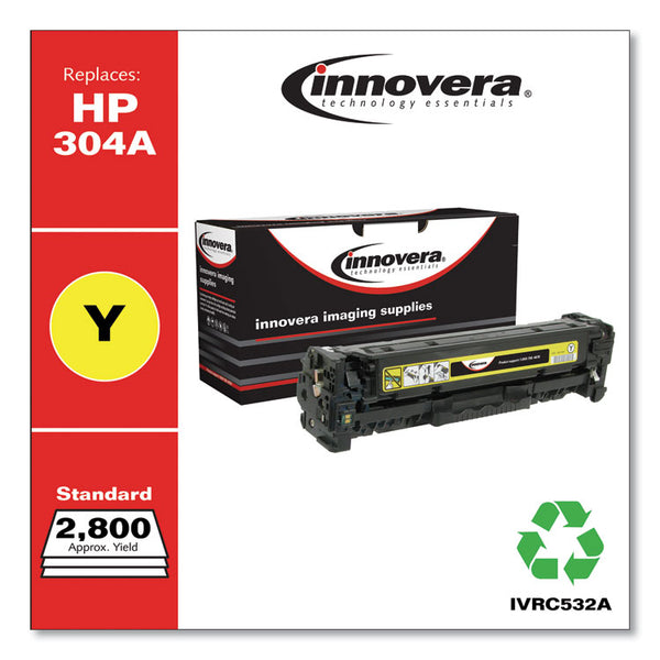 Innovera® Remanufactured Yellow Toner, Replacement for 304A (CC532A), 2,800 Page-Yield (IVRC532A) Each