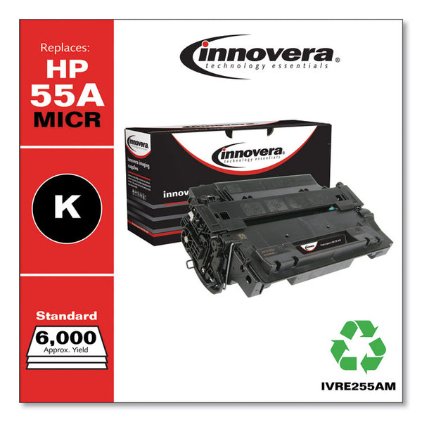 Innovera® Remanufactured Black MICR Toner, Replacement for 55AM (CE255AM), 6,000 Page-Yield (IVRE255AM) Each