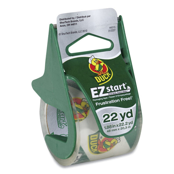 Duck® EZ Start Premium Packaging Tape with Dispenser, 1.5" Core, 1.88" x 22.2 yds, Clear (DUC07307)