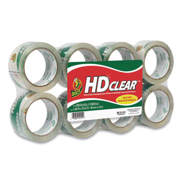 Duck® Heavy-Duty Carton Packaging Tape, 3" Core, 1.88" x 55 yds, Clear, 8/Pack (DUC282195)