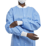 O&M Halyard Inc Lab Jacket Blue Large Hip Length 3-Layer SMS Disposable (203636_EA) 1/EA