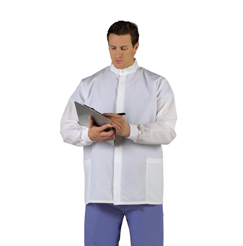 Fluid-Resistant Unisex Short Barrier Lab Coat, White, Size M, 1/EA  (6602BQWM) Each