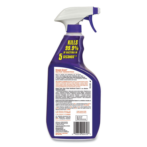 Simple Green® Clean Finish Disinfectant Cleaner, Herbal, 32 oz Spray Bottle, 12/Carton (SMP01032)