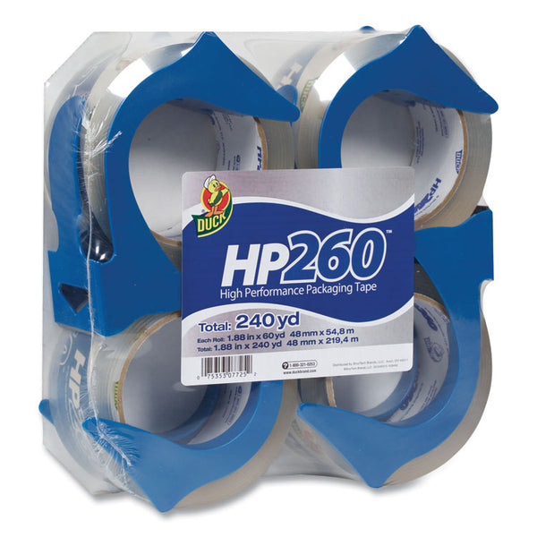 Duck® HP260 Packaging Tape with Dispenser, 3" Core, 1.88" x 60 yds, Clear, 4/Pack (DUC0007725)