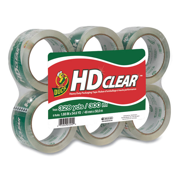 Duck® Heavy-Duty Carton Packaging Tape, 3" Core, 1.88" x 55 yds, Clear, 6/Pack (DUCCS556PK)
