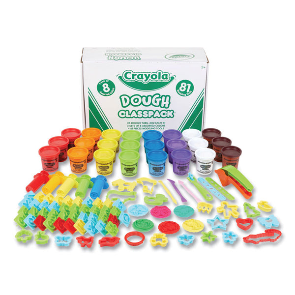 Crayola® Dough Classpack, 3 oz, 8 Assorted Colors with 81 Modeling Tools (CYO570172) Box of 24