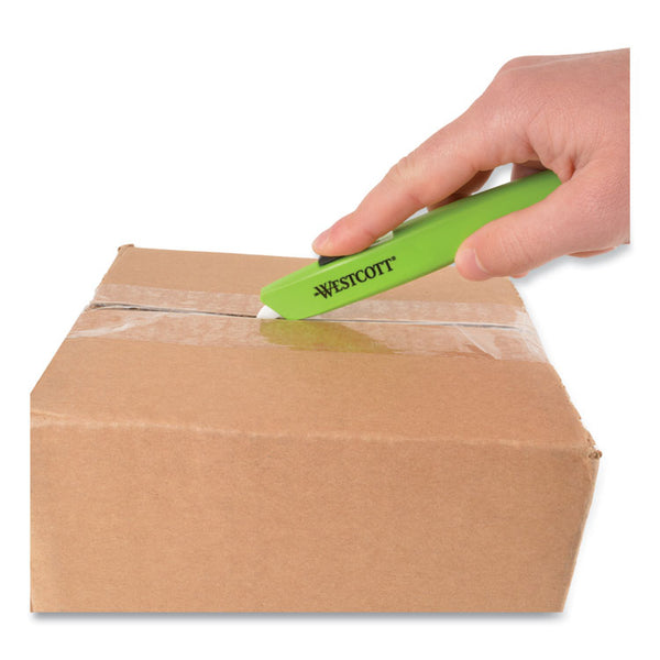 Westcott® Safety Ceramic Blade Box Cutter, 0.5" Blade, 6.15" Plastic Handle, Green (ACM17519) Each