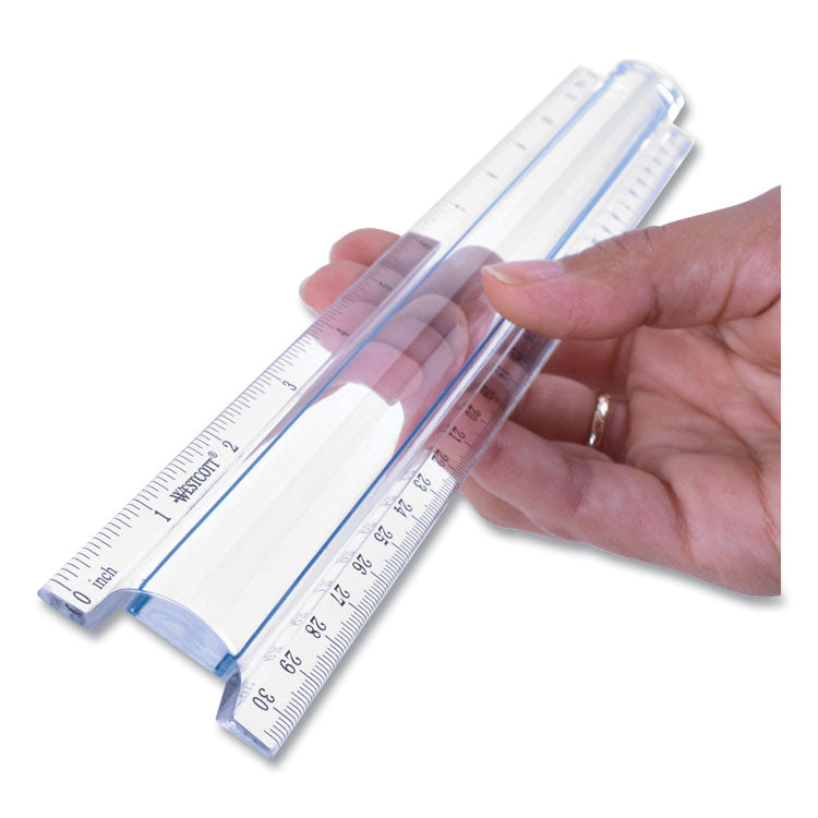 Westcott® 12" Magnifying Ruler, Standard/Metric, Plastic, Clear (ACM15571) Each