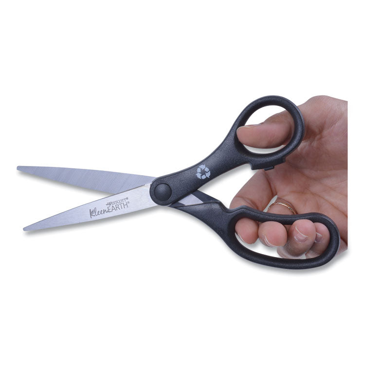 Westcott® KleenEarth Basic Plastic Handle Scissors, 8" Long, 3.25" Cut Length, Black Straight Handle (ACM15583) Each