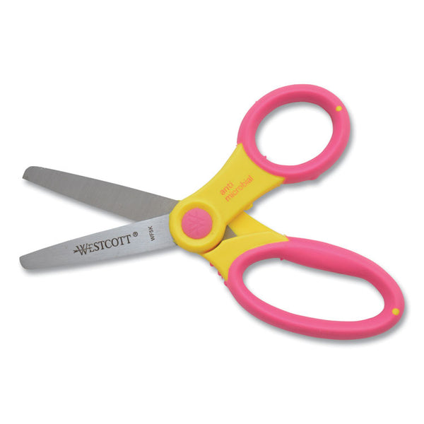 Westcott® Ultra Soft Handle Scissors w/Antimicrobial Protection, Rounded Tip, 5" Long, 2" Cut Length, Randomly Assorted Straight Handle (ACM14596) Each