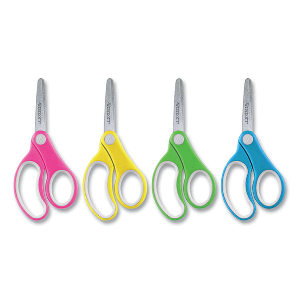 Westcott® Soft Handle Kids Scissors, Rounded Tip, 5" Long, 1.75" Cut Length, Assorted Straight Handles, 12/Pack (ACM15971) Pack of 12